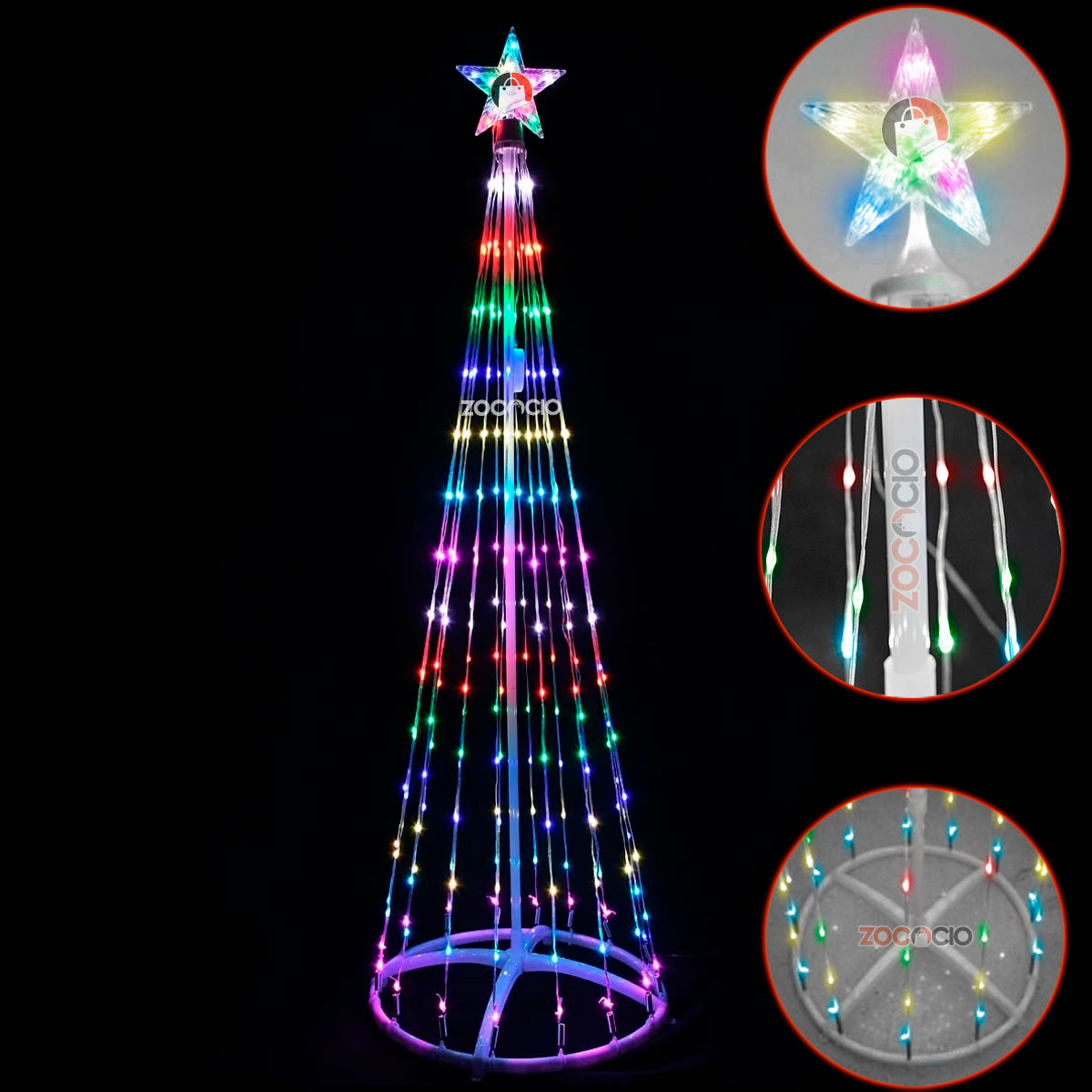 Arbol Conico Luces Navideño Armable 180cm