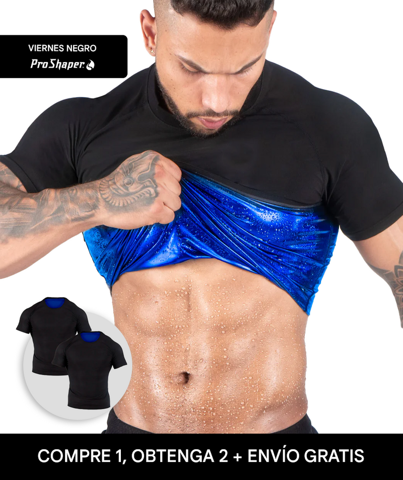 Camiseta fitness y deportiva de manga corta efecto sauna - Hombre Paga 1 y recibe 2