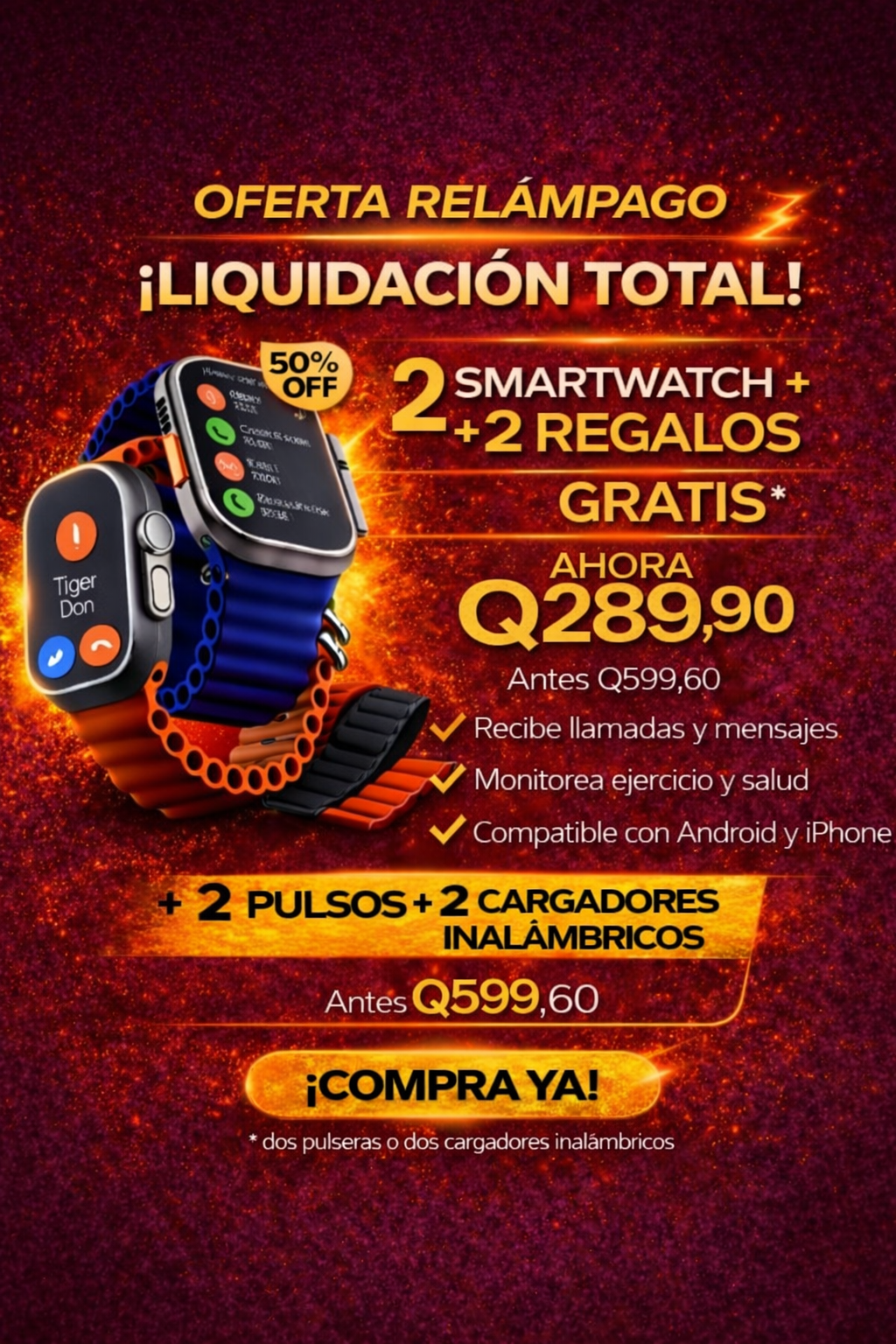 🔥 Smartwatch 2x1 HOY | Regalo + Envío GRATIS