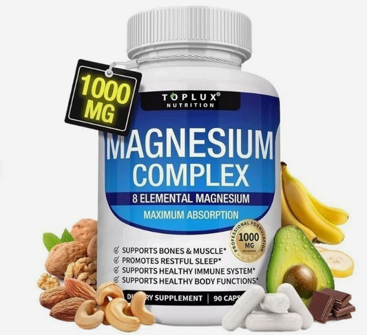Magnesio Complex ® 8 en 1 Mejora el sueño, reduce el estrés y fortalece músculos y huesos