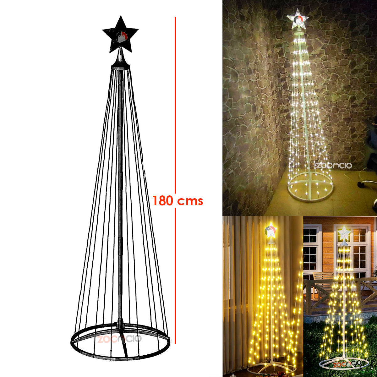 Arbol Conico Luces Navideño Armable 180cm