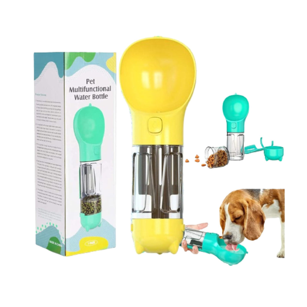 Bebedero Botella de agua de viaje para Mascotas 4 en 1